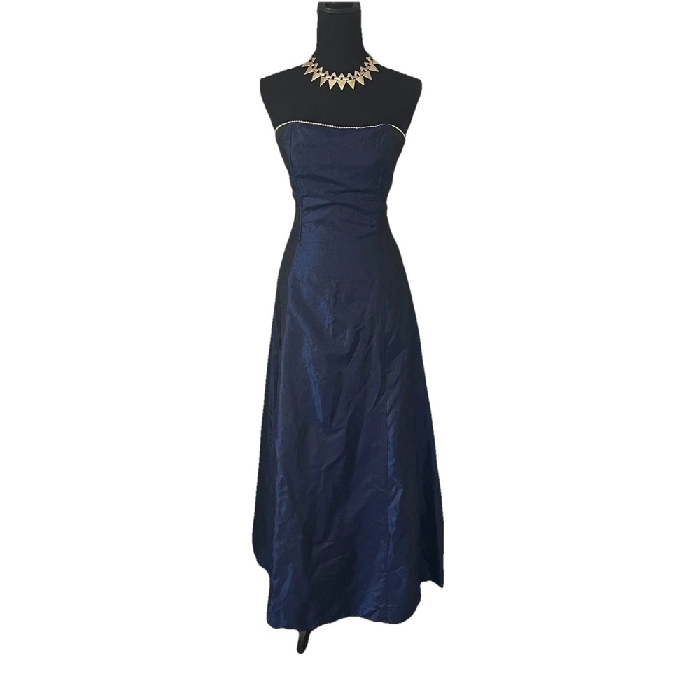 VTG JESSICA MCCLINTOCK GUNNE SAX Sz 7‎ Blue Shimmer Taffeta Rhinestone Dress